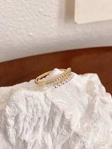 1pc Luxury Elegant Minimalist Geometric Open Line Cross Ring Suitable For Teenage Girls Daily And Holiday Wear - Geometry - View 6