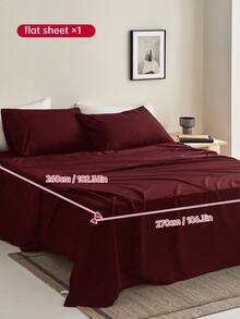 HONEYMOON 1pc Ultra Soft Solid Color Bed Sheet, Lightweight As A Cloud, Soft And Breathable, Suitable For All Bed Sizes - Twin, Full, Queen, King. Machine Washable, Essential For Home And Student Dorms, Back To School Season Must-Have - Burgundy - View 8