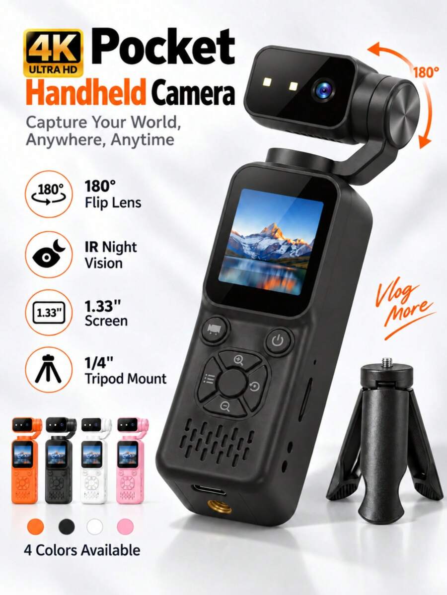 Portable 1080p HD Action Camera, Mini Pocket Vlog Camera With Rotating ...
