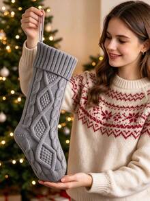 TONGFANTECH 2026 Personalized Embroidered Name Christmas Stockings, 18 Inch Large Size, Customized Letter Socks, Suitable For Children And Families, Available In Red/Green/White Cable Knit Pattern, Fireplace Hanging Stockings, Rustic Holiday Decor Gift, Christmas Tree Ornament - Multicolor - View 7