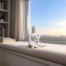 1pc 2026 New Hot-Selling 3D Printed Reading Quiet Chapter Creative Novelty Figurine Desktop Ornament, Minimalist Abstract Reader Statue Decor, Modern Artist Home Decor For Study, Living Room, Desktop, High-End Style - Multicolor - View 12