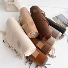 Women Solid Color Tassel Fringe Blanket Scarf Warm Wool Blend Shawl Wrap For Fall Winter - Multicolor - View 12