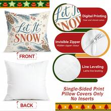 4pcs/1pc Christmas Pine Branch & Pine Cone Plaid Pattern Pillow Case, Single-Sided Printed Pillow Cover, Suitable For Living Room, Bedroom, Home Decor, All-Season Pillow Case - Multicolor - View 5