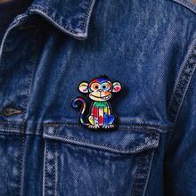 Colorful Patchwork Animal Enamel Pins, Cute Dog Rooster Elephant Cat Monkey Brooch, Cartoon Lapel Pin For Backpack Jacket Hat Decor, Lovely Gift - Multicolor - View 9