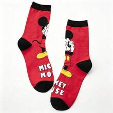 Disney Official Licensed Mickey Mouse Classic Red Crew Socks, Women Cute Cartoon Character Mid-Calf Cotton Socks - Style Random - View 3