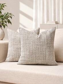 1pc Luxury Linen Decorative Square Pillow Case, Suitable For Sofa, Living Room, Bedroom, Farmhouse, Also Can Be Used As Gift, Applicable For All Seasons - Black - View 10