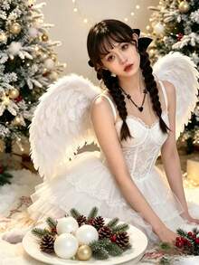 1PC Oversized Angel Wings Christmas Winter New Year Party COS Costume Accessory, Ball Party Photo Shoot Performance Prop - Multicolor - View 7