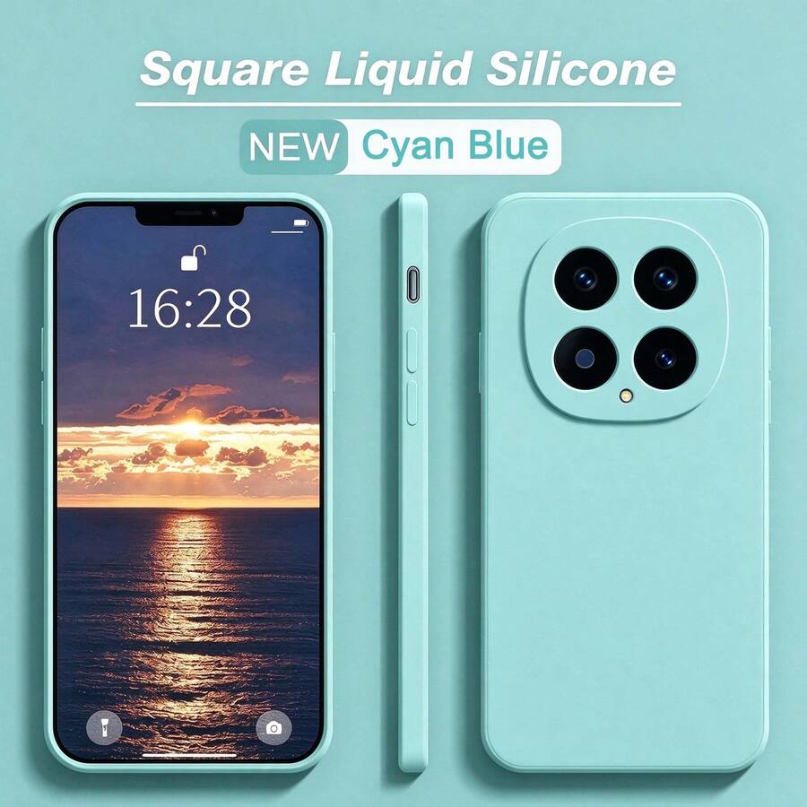 適用於 Redmi Note 15 Pro Plus 矽膠液態手機殼，柔軟親膚觸感，相容於 Note 14 Pro 5G、Note 13 系列、Note 12 系列、Note 11 系列，防震薄型保護殼 - 淡青色 - 查看 1