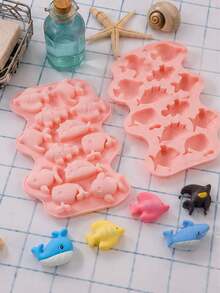 12-Cavity Ocean Creature Shaped Silicone Soap Mold, 3D Dolphin Whale Fish Mixed Design, Easy Release Non-Stick Reusable, DIY Handmade Soap Essential Oil Soap Bath Soap Tool, Ocean Theme Birthday Party Beach Summer Theme Event Party Favor, Home Craft Studio Essential Mold - A - View 2