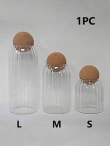 1pc Transparent Striped Glass Jar With Sealed Spherical Lid, Heat-Resistant And Moisture-Proof Food Storage Container For Coffee Beans, Spices, Salt, Dried Fruits, Herbal Tea And Desserts, Kitchen Storage Tool - Multicolor - View 15