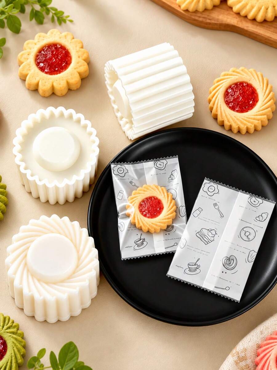 3D Petal Cookie Mold, Press-Style DIY Jam & Butter Filled Cookie Cutter, Yellow Pear & Pineapple Dessert Embossing Mold