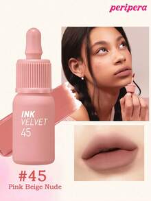 Peripera Ink The Velvet Liquid Lipstick 2 Pieces Set, Long-Lasting High Pigment Velvet Matte Lip Tint, Smooth Korean Makeup - #39 Sunny Orange + #45 Pink Beige Nude - View 4