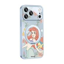 Miniso 迪士尼美人魚白雪公主新款壓克力磁吸支架手機殼適用於iPhone 18/18 Pro/18 Pro Max/17/17 Pro/17 Pro Max/17 Air/16 Pro Max/15 Pro/15 Pro Max/14/13/15 Pro/12 Pro/16 Plus旋轉支點保護套相容Apple - 淺藍色 - 查看 4
