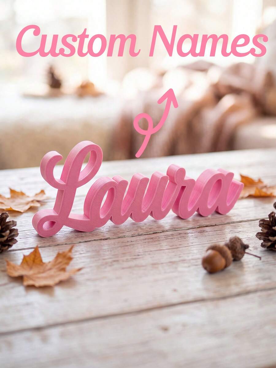 Customized Desktop Freestanding Name Sign, Personalized Desktop Name Sign, Customized Name Bedroom Shelf Sign, Surname Sign, Freestanding Sign, 3D Printed Sign, Customized Name Sign, Name Decoration, Freestanding Letters, Room Shelf Sign, Candy Table Sign, Christmas Gift, Customized Gift, Pink Name Sign, Sweet Sign
