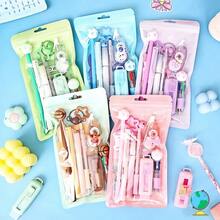 4pcs Dopamine Macaron Bag Stationery Set, Cartoon Student Writing Supplies Set, Student Back To School Stationery Gift - Multicolor - View 1