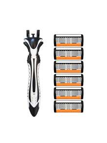 New 6-Layer Men's Razor Set, Includes 12-18-30 Blades, Manual Shaving Razor, Universal Blade Head Depilatory Razor, Plastic Non-Slip Handle, Travel And Home Essential, Dry And Wet Use Manual Razor, Perfect Gift Choice - A - View 12