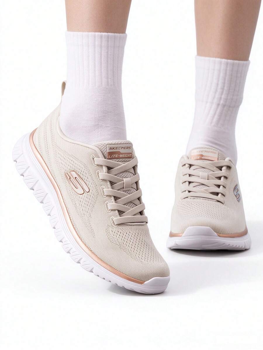 Skechers Women's Lightweight Mesh Running Shoes, Cushioned Casual Sports Shoes - Apricot - View 1