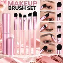 5pcs Eyeshadow Brush Set With Storage Cup, Professional Eye Makeup Brushes, Soft Synthetic Bristles, Mixed Eyeshadow Brushes For Eyeshadow Application, Portable Makeup Tool - Multicolor - View 6