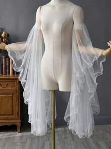 1 Pair Detachable Bridal Sleeves With Lettuce Trim Wedding Arm Sleeves Robes - Multicolor - View 7