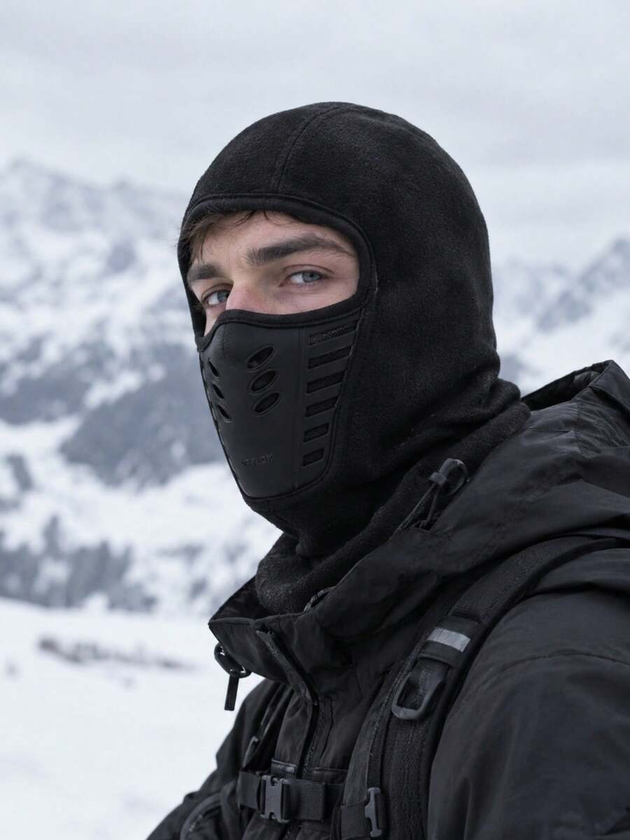 1pc Men's Autumn/Winter Motorcycle Bicycle Riding Off-Road Protective Breathable Winter Balaclava Face Mask, Thermal Lined Thickened Ear Protection Windproof Warm Hat, Large Head Circumference Fashion Versatile Casual Face Mask Hat Scarf All-In-One Lei Feng Hat, Suitable For Daily Riding, Outdoor, Skiing - Men's Cycling Face Mask - View 1