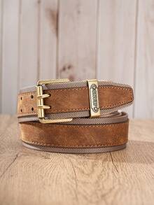 1pc Men's Cargo Style Style Vintage Belt, PU Leather Double Layer Contrast Color Belt, Suitable For Daily Wear - Utility Belt - View 12