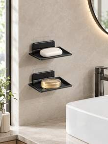 1/3pcs Wall Mounted Soap Dispenser, Soap Holder Plastic Material, Wall Mounted Soap Rack No Drilling Rust-Proof Drainage Soap Box For Bathroom Shower Room, Kitchen Sponge Storage Rack, Multi-Functional Home Storage Decoration Accessory - Multicolor - View 5