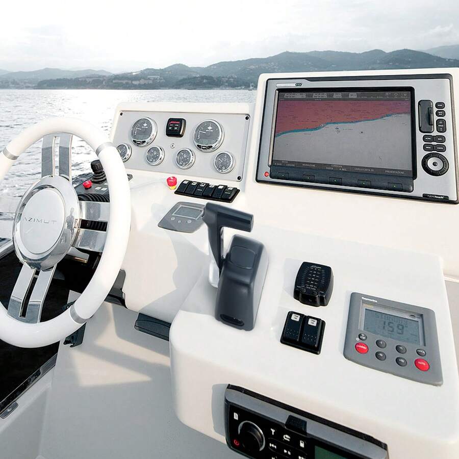 Boat Throttle Control, 704-48205-P1 Top-Mounted Outboard Remote Control Box For Yamaha 4-Stroke, Marine Throttle Control Box With Power Trim Switch And 4.6 Ft Harness With 5 Pin Connector - Top Mount,,Push - View 1