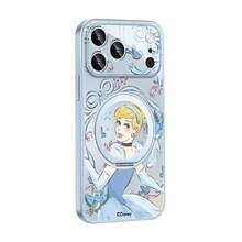 Miniso Disney Mermaid Snow White New Acrylic Magnetic Stand Phone Case Compatible With IPhone 18/18 Pro/18 Pro Max/17/17 Pro/17 Pro Max/17 Air/16 Pro Max/15 Pro/15 Pro Max/14/13/15 Pro/12 Pro/16 Plus Rotating Stand Protective Case Compatible With Apple - Baby Blue - View 4