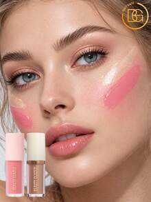 beauty glazed 2件組彩妝套組：1款腮紅與1款高光，柔滑液體腮紅與防水保濕高光，自然妝感，亮澤光彩，長效持妝，防暈染，不油膩，輕盈，打造自然精緻妝容的完美彩妝套組 - B227#102+B229#104 - 查看 1