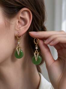 1 Pair Fashionable Personalized Elegant Women's Commuter Earrings - Green - View 1