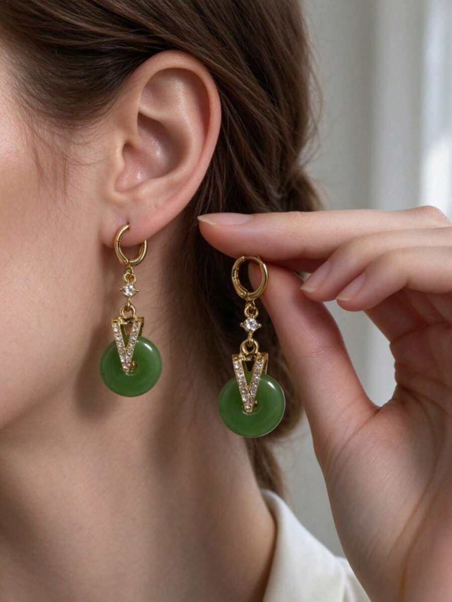 1 Pair Fashionable Personalized Elegant Women's Commuter Earrings - Green - View 1