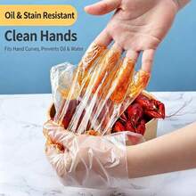 100pcs Thick Cleaning Gloves, Designed For Kitchen Preparation, & Washing, Dishwashing And Daily Cooking, Transparent & Lightweight, Comfortable Fit, Flexible Touch, Suitable For Household Use - Clear - View 7