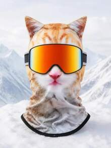 1件中性貓咪滑雪面罩 3D列印動物滑雪頭套，透氣動物滑雪面罩，貓狗虎紋設計，趣味全臉虎紋面罩，適合徒步、騎行、滑雪、派對，滑雪頭飾，適用於日常出行、旅行、徒步、滑雪場景 - D - 查看 11