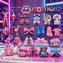 12pcs Medical Shoe Charms - Multiple Styles Including Gloves/Heart/Panda/Medical Bag... Patterns, Cartoon Inspirational English Phrases Suitable For Sandals, Clogs, Bags - Great Gift For Friends, Shiny Shoe Decorations, Fun Design, High-Quality Decorative Items (Random Styles) - Multicolor - View 4