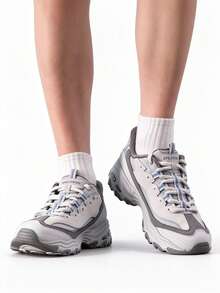 Skechers D'LITES Men's Platform Dad Shoes Wavy Thick Sole Casual Sneakers For Commuting And Streetwear - Light Grey - View 1