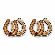 1pc/2pcs/3pcs/4pcs Horseshoe Cowboy Rodeo Patch Western Country Culture Embroidered Iron-On Sticker - Multicolor - View 9