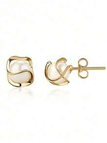 Pearl Flower Light Luxury Luxury Women's Earrings - Gold - View 3