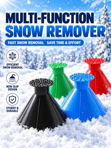 1pc Multi-Functional Cone Snow Remover For Car Windshield, 360° Round Ice Scraper And Snow Removal Tool, Ergonomic Handheld Winter Car Cleaning Accessory, Durable Plastic Snow Scraper For Windshields, Windows And Outdoor Winter Use - A - View 2