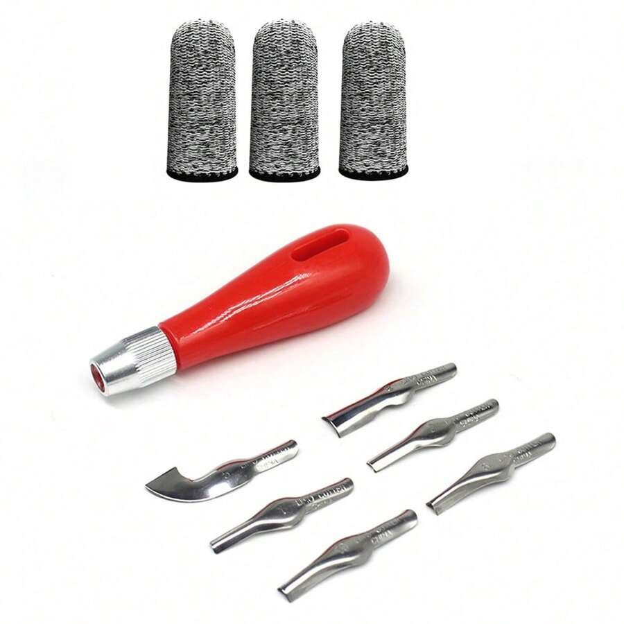 Bộ 10 dụng cụ đục chạm gỗ gồm đục và đục lòng, kích thước đầy đủ cho điêu khắc và chạm nổi, tay cầm công thái học, túi đựng dụng cụ bằng vải canvas, kèm hướng dẫn cho người mới bắt đầu - Một kích thước phù hợp với tất cả - Xem 1
