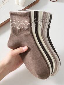 4 Pairs Women's Cute Sweet Breathable Rabbit Bow Heart Polka Dot Cartoon Pattern Short Invisible Boat Socks, Ankle Socks, White Socks, Khaki Socks, Maillard Style, Sports Socks, Student Socks, Suitable For Daily Casual Wear, Suitable For Spring Summer Autumn Winter All Seasons - Multicolor - View 8