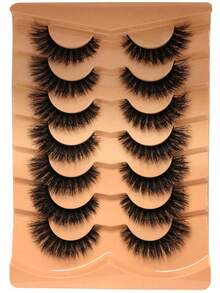 New 7 Pairs Fluffy Faux Mink False Eyelashes, Thin And Dense, Naturally Curled, Like Lash Extensions, Create Dramatic Voluminous Effect, Strip False Eyelashes, Eyelashes, False Eyelashes - Fluffy Lashes - View 9