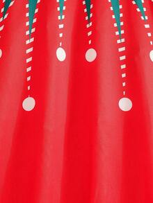 Girls' Elegant Casual Round Neck Cavalry Print Dress, Christmas, Party, Daily Wear - Multicolor - View 7