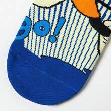 Disney Official Licensed Mickey Mouse Cartoon Crew Socks, Women Cute Striped Popcorn Print Mid-Calf Cotton Socks - Style Random - View 5