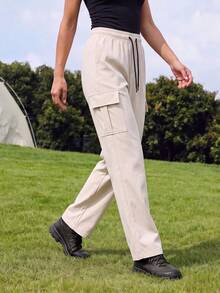 2026 New Spring/Autumn Women's Outdoor Sports Cargo Pants Straight Leg Hiking Trekking Long Pants - Apricot - View 6