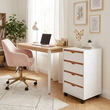 Gaveteiro Organizador Multiuso Com 4 Gavetas com Rodinhas 100% MDF FullDecor Escritório Quarto Moderno Mod.0701 Branco - Visão 2