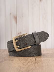 1pc Cozyunique Men's Vintage PU Leather Tree Bark Texture Double Needle Buckle Belt, Suitable For Daily Casual Wear - BH1269 - View 7