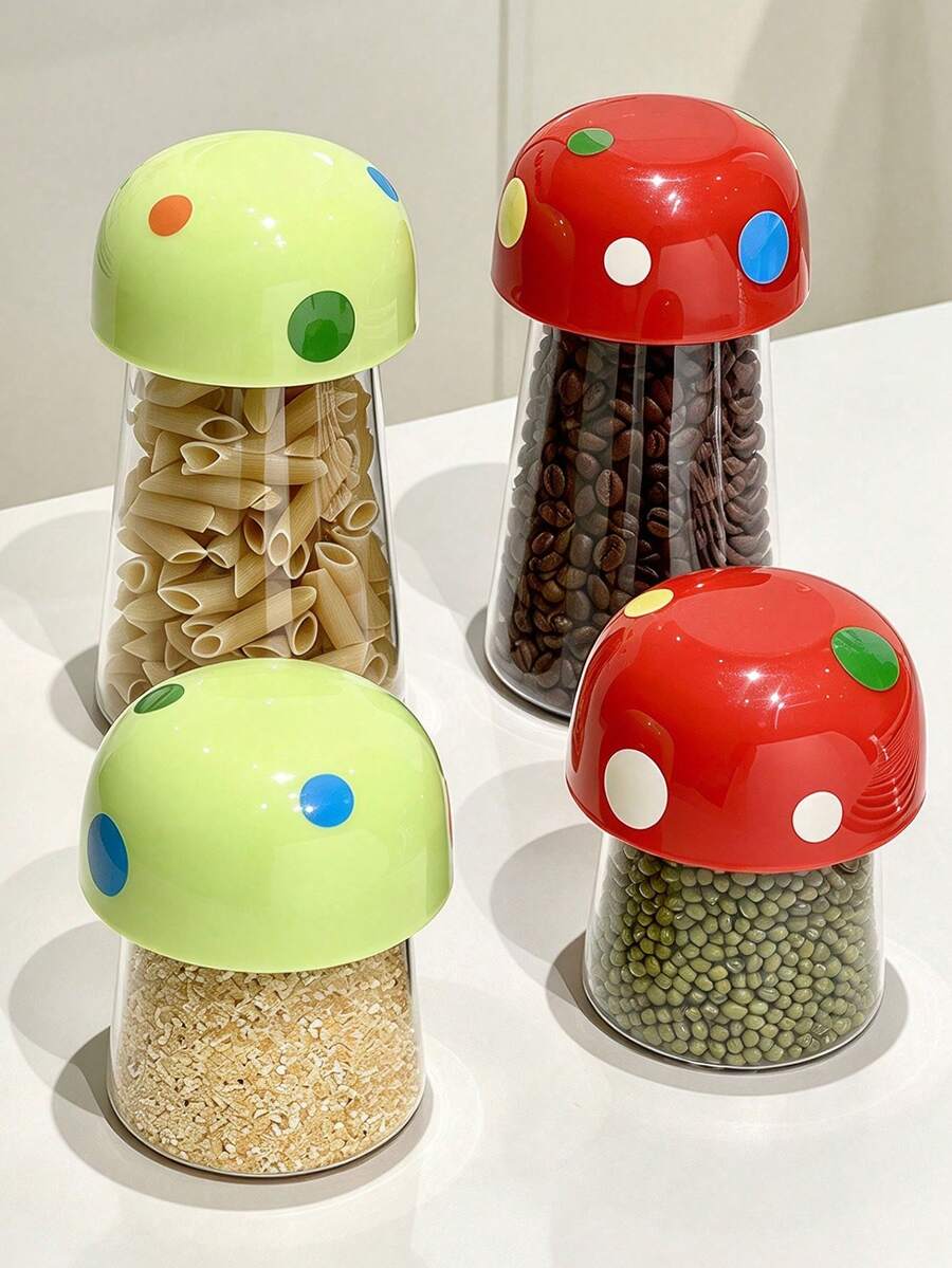 1pc Mushroom Biscuit Candy Jar,Clear Plastic Jars,Mushroom Jar,Storage Jar,Cute Candy Jar Works Well For Treat Packaging, Party Favors,Or A Small Present Container,Offering A Charming Way To Share Biscuit,Snacks