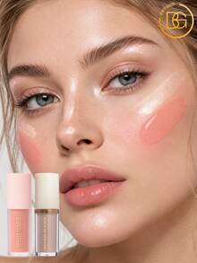 beauty glazed 2pcs Makeup Set: 1 Blush And 1 Highlighter, Soft Liquid Blush And Waterproof Moisturizing Highlighter, Natural Finish, Radiant Glow, Long-Lasting, Smudge-Proof, Non-Greasy, Lightweight, Perfect For Creating A Natural And Sophisticated Makeup Look - B227#101+B229#101 - View 1