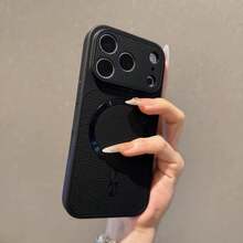 金屬框架極光磁吸手機殼，適用於 iPhone 18 Pro Max 18 Pro，奢華 PU 皮革荔枝紋防指紋硬殼，兼容 17 Pro Max 16 Pro Max 15 14 Plus 13 Pro Max 12 11，18 & 17 系列大窗蓋 - 黑色 - 查看 9