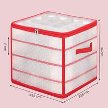 SONGMICS Organizador de Esferas Navideñas, 2 Piezas, 64 Compartimentos Ajustables, Plástico PP, 33.5 x 33.5 x 34 cm, Rojo - Ver 3